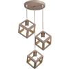TEKHOME Lampadario a Sospensione con 3 Cubi Metallo, Attacco E27, Stile Moderno Industriale per Cucina Soggiorno Camera da Letto - 120cm Regolabile.Bianco/Nero/Marrone LP-47 (MARRONE)