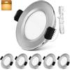 GeyouLux Set di 6 Faretti LED Soffitto 12V-24V DC, IP44 3000K Bianco caldo, 3W 300LM Faretti LED da Incasso per cartongesso, Foro 58-62mm Alluminio Faretti da incasso Nichel, Non dimmerabile