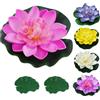 MERVYNGLYNNHUNTER 5 Pezzi fiori galleggianti, ninfee artificiali, fiori artificiali galleggiant, con 2 foglie di loto, per giardini, laghetti, fontane, acquari, arredamento, feste