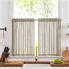 TOPICK Tenda Cucina Tende Corte Piccole Marrone 90Lx75A cm 2 Pannelli | stile country tenda da bistrot, balcone, porta finestra, roulotte, corte, semi-trasparenti, rustiche, soggiorno, doccia