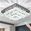 Cainjiazh Lampadari di cristallo LED Plafoniera 11,8 "quadrato Flush Mount Lampadario moderno Plafoniere per camera da letto Sala da pranzo corridoio Dimmerabile da telecomando