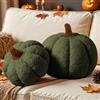 Lanpn Set di 2 Cuscino Zucca Autunnale, Halloween Zucche Decorazioni Cuscini Morbido pile Sherpa Carino Cuscino sagomato 3D per Divano Camera Da Letto (Verde, 32x22 cm & 23x18 cm)