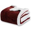 Winthome Coperta Calda e Spessa, Plaid Divano Morbida Soffice, Coperte Invernale Design a Doppio Strato, Pelosa Sherpa Flanella, Blanket Natalizia Adatta a Bambini e Adulti (Rosso vino, 130x170cm)