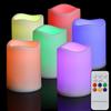 FREEPOWER 6 candele LED colorate con telecomando, timer, RGB, senza fiamma, funzionamento a batteria, per esterni, impermeabili, Ø 7,5 x 10 cm