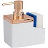 bremermann Organizer per lavello con dispenser per detersivo e spugna (bianco-oro rosa)