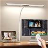 SKYLEO Lampada da Scrivania LED - Doppia Testa con Telecomando e Controllo Touch - Protezione degli Occhi - 12 W, 5 Modalità di Colore, Funzione Timer e Memoria, Collo di Cigno Flessibile - per Home