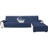 YSTELLAA Copridivano 2 Posti Con Penisola(L 210 CM), Blu Berlino | Copridivano Angolare Destra/Sinistra Universale Reversibile, Fodere Divano Forma L Antigraffio, Facile Lavare