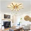 KeLuKes Lampadario con Ventilatore da Soffitto Oro, 78cm Plafoniera Ventilatore Camera da Letto, Cc Timer Silenzioso Dimmerabile 6 Velocità Ventola Soffitto Con Luce per Soggiorno