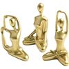 Belnotelt Yoga Poses for SCULTURE Set di 3 figure da donna in resina per elegante decorazione domestica, perfette per ufficio e interior design (oro)