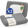 Dreamzie Federa per Cuscino Cervicale, Set da 2-95% Cotone, 5% Elastan - Federa Cuscino Cervicale per Dormire, Lavabile Grigio, 40-50 x 60-75cm