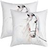 Homemissing Set di 2 federe per cuscino con cavallo al galoppo, 40,6 x 40,6 cm, morbide, per soggiorno, decorazione con animali kawaii, bianca, decorativa, per divano e sedia