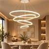 Arcadia Lampadario a Sospensione LED Luce Calda Fredda Naturale 7500LM 115W 80cm | Lampada da Soffitto Dimmerabile con Telecomando e App per Camera da Letto, Soggiorno e Cucina - Modello Nemesi (Bianco)