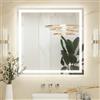 Keonjinn Specchio da Bagno 90 x 90 cm con Luci LED, Specchio da Trucco Antiappannamento Retroilluminato e con Illuminazione Frontale 3 Colori Dimmerabile Montaggio a Parete Specchi Rettangolari