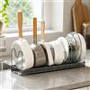 MENGCOOL Organizer espandibile per padelle, coperchio per padelle, con 10 divisori regolabili, supporto per coperchio della pentola, organizer da cucina (grigio)