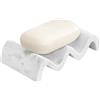 Luxspire Portasapone Domestico Drenante, Porta Saponetta per Bagno Cucina, Resina Onda, Contenitori Sapone Impermeabile, Organizer, Porta Spugna, Bianco Ghiaia