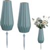 Velibobo 2 vasi da tomba con spiedo metallico, vasi da cimitero da 20 cm, vaso da fiori in plastica per decorazioni funerarie