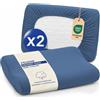 Dreamzie Federa per Cuscino Cervicale, Set da 2-95% Cotone, 5% Elastan - Federa Cuscino Cervicale per Dormire, Lavabile Blu, 40-50 x 60-75cm