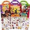 Elfew 3 Pezzi Halloween Libro Adesivi Attacca e Stacca Bambini 2-6 Anni | 3D Riutilizzabile Stickers, 90+ Halloween Adesivi Bambin, Libri Adesivi Bambini Attacca Stacca, Regalo per Bambini e Bambine