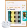 GuirLED Ghirlanda luminoso a LED per batuffoli di cotone USB - Telecomando wireless - Luce notturna per bambini 2h - Adattatore di alimentazione USB 2A incluso - 4 intensità - 16 sfere 3,2 m - Scandinavo