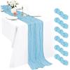 Pesonlook 6 runner da tavola in tela cerata blu chiaro, 3 m, stile boho, 55 x 300 cm, stile rustico, romantico, per matrimoni, feste, addio al nubilato, decorazione natalizia