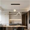 HYKISS Lampada A Sospensione Moderna Minimalista LED Lineare A Onda Design Italiano Con Effetto Luna 3 Colori Dimmerabili Altezza Regolabile Per Sala Da Pranzo Isola Cucina E Bar(100Black)