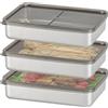 WANDGU 3 contenitori salvafreschezza in acciaio inox, con coperchi ermetici, per carne, formaggio, scatola impilabile riutilizzabile, 800 ml