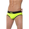 Generico Slip Mare Push-Up, Giallo Fluo con Bordatura Nera, Made in Italy, 7225LXL