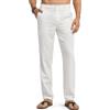 WILLIT Pantaloni in lino, da uomo, leggeri, estivi, lunghi, in cotone, per uomo, da spiaggia, per le vacanze, tutti, bianco, 30W