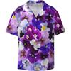 Viiuhvjbj Camicia a maniche corte da uomo con stampa floreale viola, traspirante, casual, hawaiano, Nero , 4XL
