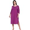 Ulla Popken Donna Camicia da Notte Viola Bacca 62+