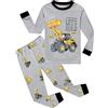 EULLA - Pigiama per bambini a maniche lunghe in cotone, motivo: auto dei pompieri, dinosauro, escavatore, trattore, treno, set di biancheria da notte a due pezzi, 1-7 anni, taglie: 92, 98, 104, 110