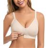 Curyon Reggiseno con Chiusura Frontale Senza Ferretto da Donna Bralette Senza Cuciture con Scollo a V e Chiusura Frontale Push up Senza Cuciture Beige M