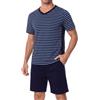 Bresdk Pigiama Uomo Estivo Cotone Scollo V a Righe con Shorts | Set da riposo con top morbido a manica corta e fondo corto abbinato, fresco per notti calde estive, viaggio e casa