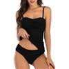 CheChury Costume da Bagno 2 Pezzi Tankini Push up Donna Tankini Set Taglie Forti Bagno Costumi Mare Bikini Stampa Costumi da Bagno con Slip Vita Bassa Costume Piscina Curvy Beachwear Sportivo Swimwear