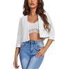 Generico Cardigan Aperto sul Davanti con Maniche A 3/4 per Donna, vestibilità Regolare, Giacche Leggere Eleganti, Coprispalle Estive con Scollo A V, Bolero, Capospalla, Bianco M