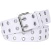 JASGOOD Confezione da 2 cinture a doppio occhiello, in pelle PU, per donna/uomo, Halloween, punk, jeans, cintura a 2 fori, larghezza 3,8 cm, 02-bianco, XL: Fit Waist up to 52 Inch