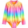 Gifts Treat Costume da bagno intero per ragazze, a maniche lunghe, UPF 50+, Arcobaleno C&b, 2 anni