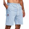 Zetieny Pantaloncini Cargo da Uomo in Lino Casual con Coulisse e Tasche | Pantaloni Corti Leggeri, Vestibilità Comoda, Cintura Elastica Con Cordoncino, Outdoor, Spiaggia, Tessuto Senza Elasticità