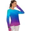 IECCP Camicie da allenamento da donna, a maniche lunghe, con protezione UPF 50+, con foro per il pollice e finestrella, Gradiente blu-viola, XL