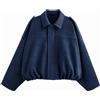 LEACOOLKEY Giacca Bomber da Donna in Finta Pelle Scamosciata Cappotto Pilota Casual Oversized Primavera Autunno Maniche a Pipistrello a Maniche Lunghe Streetwear Esterno,Blu Scuro