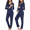 Irdcomps Pigiama Donna Premaman Cotone Pigiama Due Pezzi Premaman Lunga Set Pigiama da Allattamento Abbigliamento Premaman per Allattamento Casa Incinte Parto Ospedale