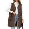 RITOSTA Gilet Pile Donna Lungo Smanicato Giacca Teddy Invernale Caldo Giubbotto Termica Cappotto Senza Maniche Elegante Gilet Pelliccia Lunga Parka Giacche con Tasca