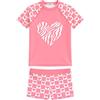 weVSwe Costume da Bagno per Ragazze 2 Pezzi Rashguard per Bambini Costumi da Bagno a Maniche Corte UPF 50+ Protezione Maglietta e Pantaloncini 3-4 Anni
