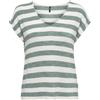 ONLY Onllira Life S/S V-Neck Top Jrs T-Shirt, Chinois Green/Stripes:Cloud Dancer, S Donna