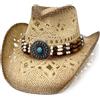 Wildarms Cappello da cowboy in paglia da uomo, design in tessuto traspirante, stile western, ideale per estate, rodeo, feste, festival e costumi