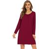 WiWi Camicie da notte da donna in viscosa di bambù, a maniche lunghe, camicia da notte calda, camicia da notte leggera, taglie S-XXL