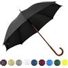 SoulRain - Ombrello nero da 121,9 cm, grande ombrello antivento per pioggia, apertura automatica per 2 persone, manico classico vintage in legno, per viaggi e matrimoni, per uomini e donne (nero)