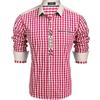 COOFANDY Camicia da uomo a maniche lunghe, a quadretti, Oktoberfest, per il tempo libero, con colletto Kent in cotone, 45, rosso, XL