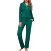 Jahetuul Pigiama Donna Cotone Lungo Pigiami Due Pezzi da Donna Invernale Maglia con Aperto Davanti e Bottoni e Pantaloni Lunghi con Tasche Comodo Casual