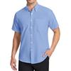 HISDERN Camicia Uomo Maniche Corte Blu Oxford Button Down Camicie Uomo Estiva da Ufficio Manica Corta con Tasca vestibilità Regolare, S